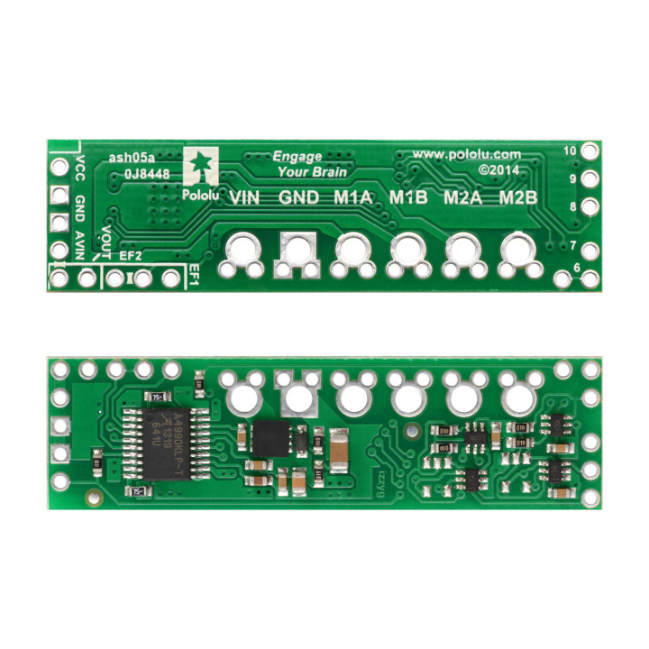 Vues dessus / dessous du module Dual Motor Shield A4990 pour Arduino®