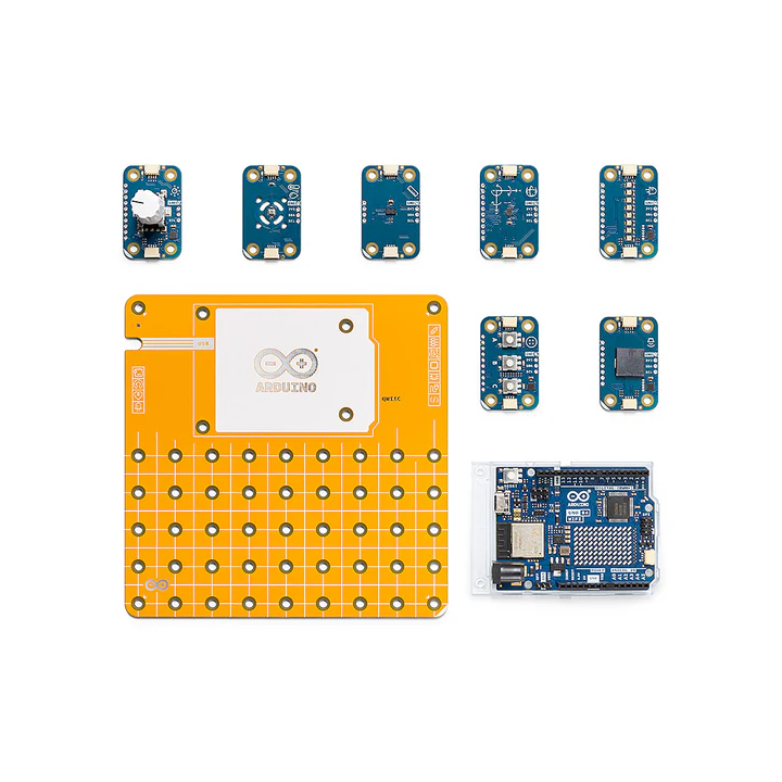 Détail des différentes cartes de l' Arduino Plug and Make Kit AKX00069