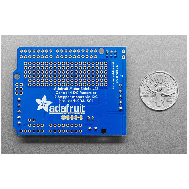 Vue arrière du Shield moteurs 4 x 1,2 A ADA1438