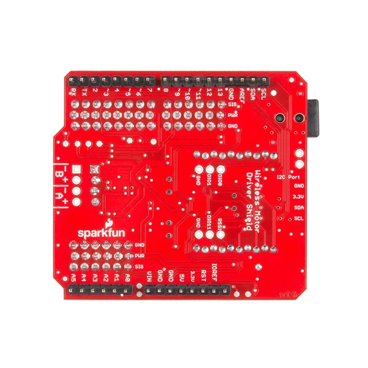 Vue arrière du Wireless Motor Driver Shield SparkFun  DEV-14285