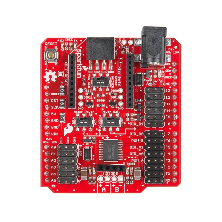 Vue de dessus du Wireless Motor Driver Shield SparkFun  DEV-14285