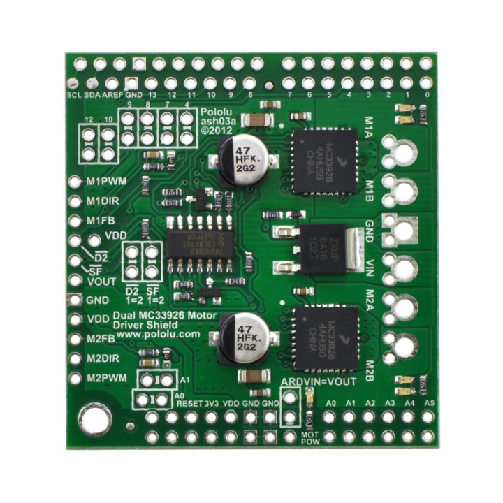 Vue avant de la platine Dual Motor Driver pour Arduino®