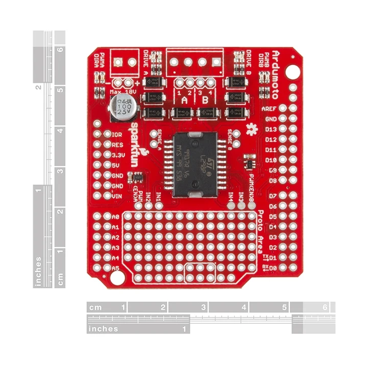 Dimensions de la carte Driver du Kit Ardumoto Shield KIT-14180