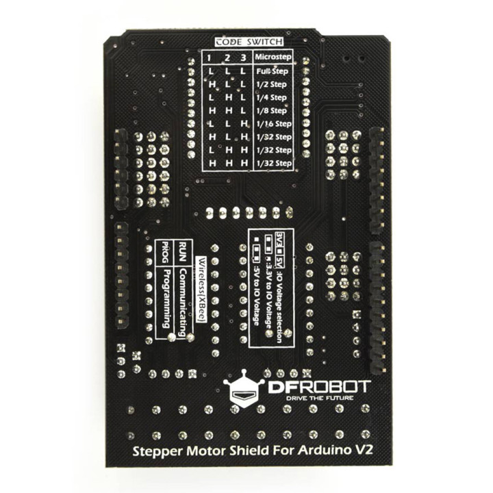 Vue arrière du Shield 2 moteurs pas-à-pas DRI0023
