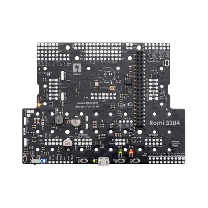 Vue de face de la platine Romi 32U4 Control Board POL3544
