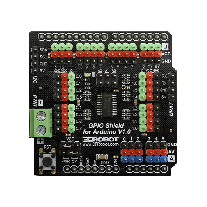Vue de haut de la Platine Gravity GPIO Shield DFR0334