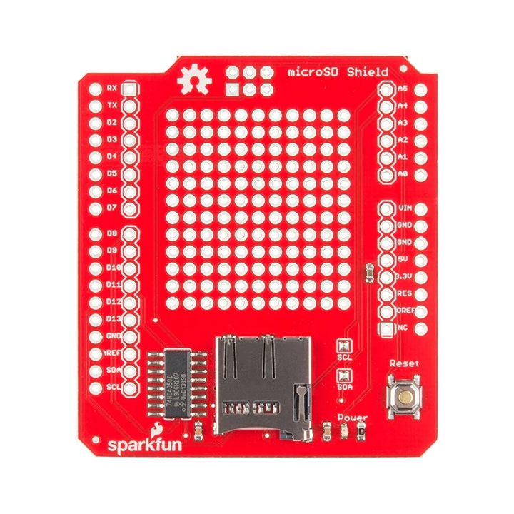 Vue du dessus de la carte SparkFun microSD Shield DEV-12761
