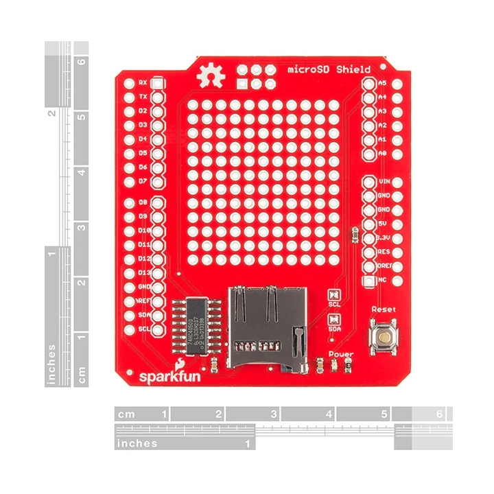 Dimensions de la Carte SparkFun microSD Shield DEV-12761