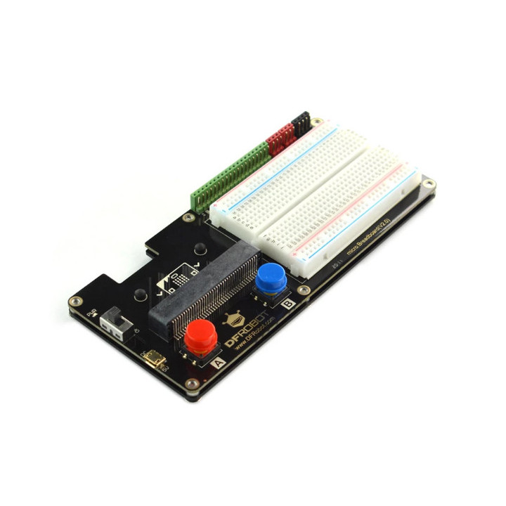 Vue de côté de la platine micro: Breadboard pour micro:bit