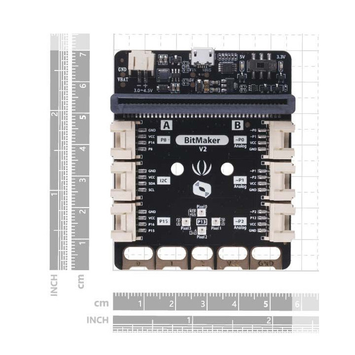 Dimensions du module BitMaker V2 pour Grove et micro:bit