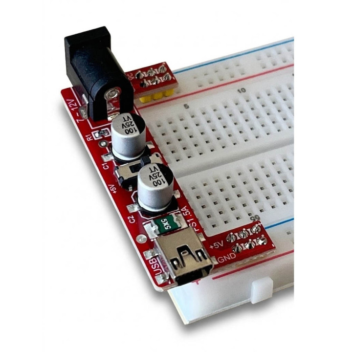 Le module monté sur une breadboard