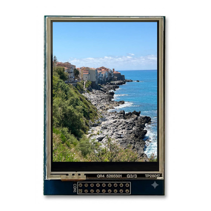 Vue de dessus du Shield afficheur graphique tactile 2,8" pour Arduino®