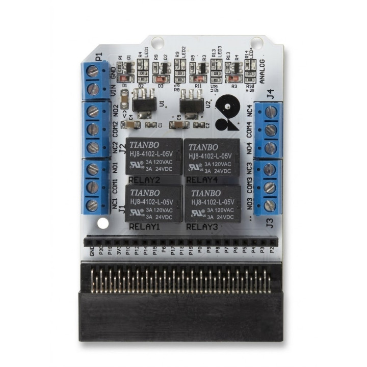 Vue de dessus de la carte 4 relais VPM401 pour micro:bit