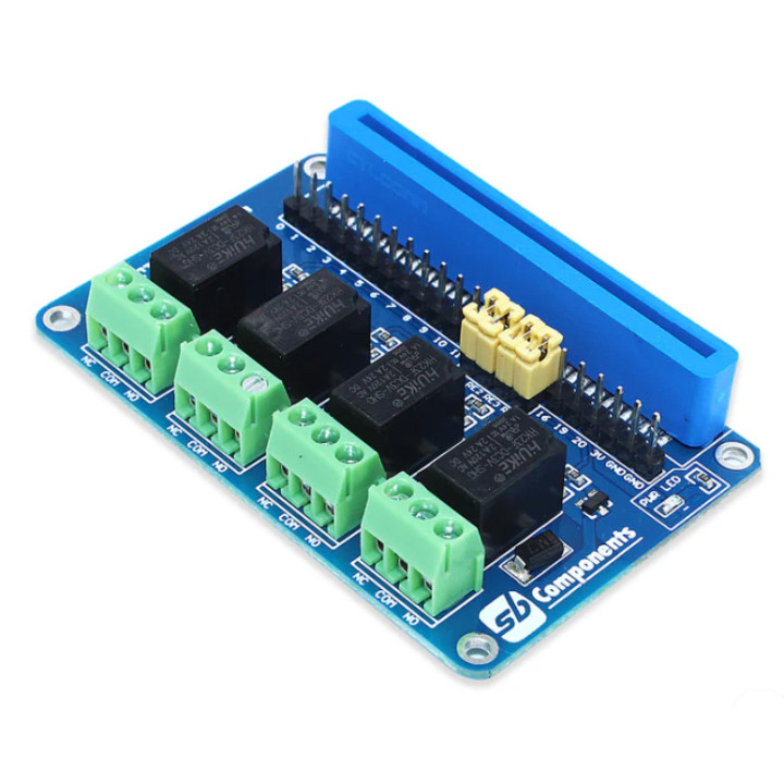 Vue de coté de la platine 4 relais pour micro:bit