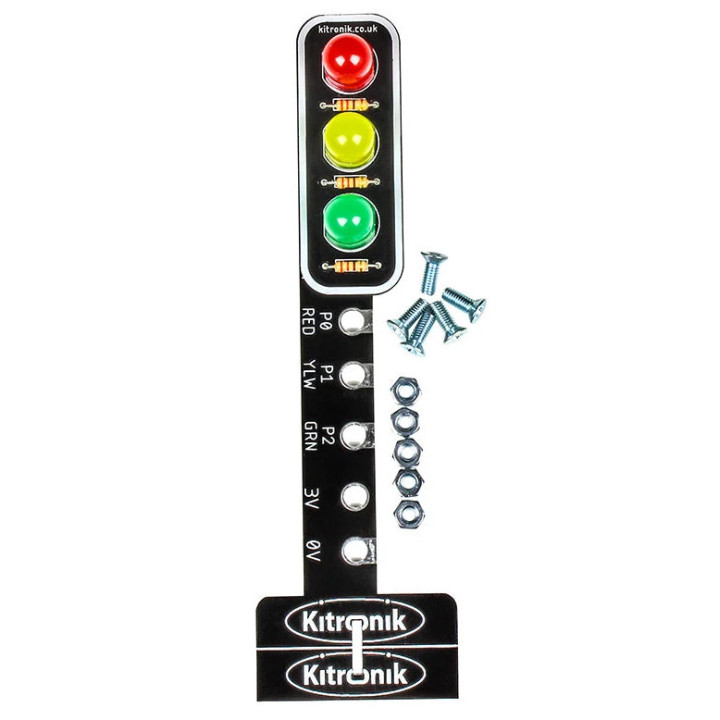 Le feu tricolore STOP:bit pour micro:bit et sa visserie