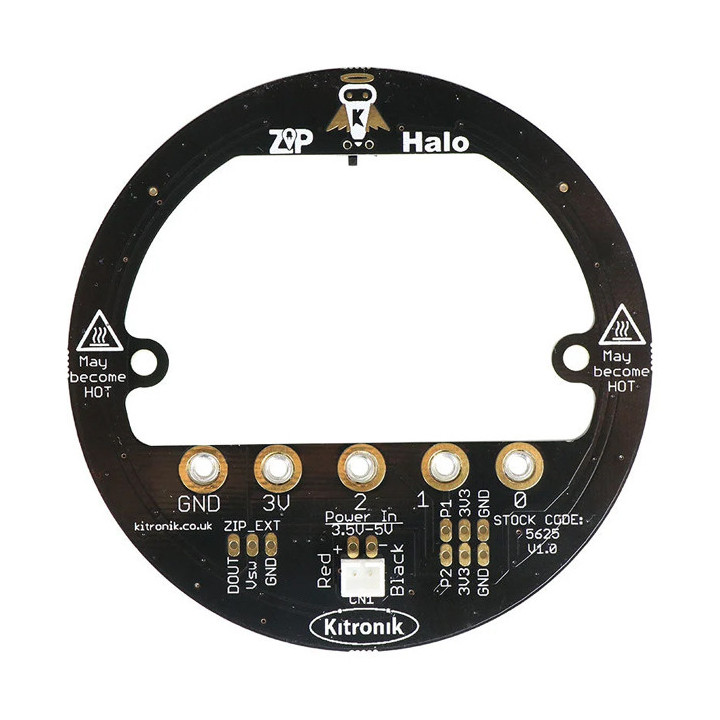 Vue arrière de la platine ZIP Halo 24 led RGB pour micro:bit