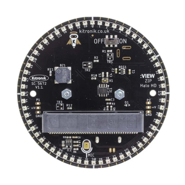 Vue arrière de la platine ZIP Halo HD 60 leds RGB pour micro:bit