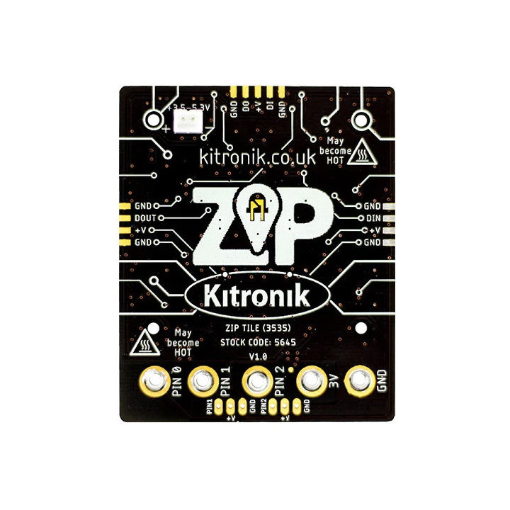 Vue arrière de la matrice 64 Leds ZIP Tile pour micro:bit
