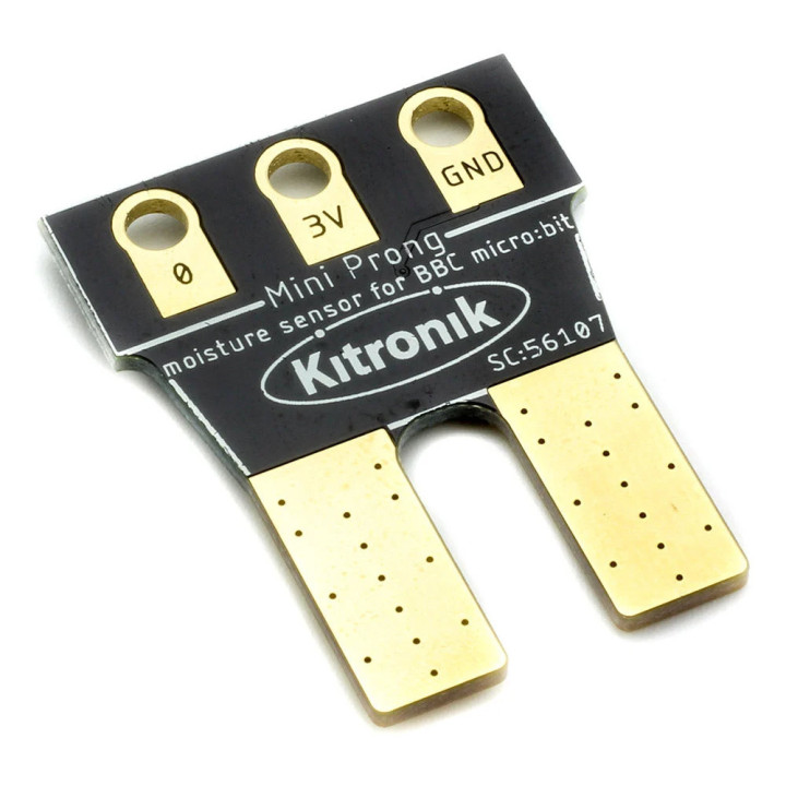 Vue de côté du capteur d'humidité de sol Mini Prong pour micro:bit