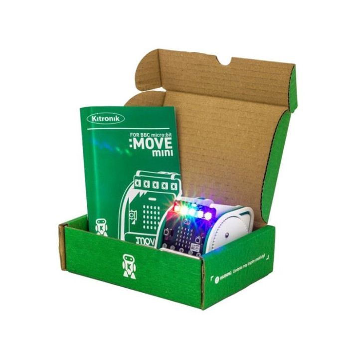 La boite ouverte du Kit MOVE mini Mk2 buggy Kitronik pour micro:bit