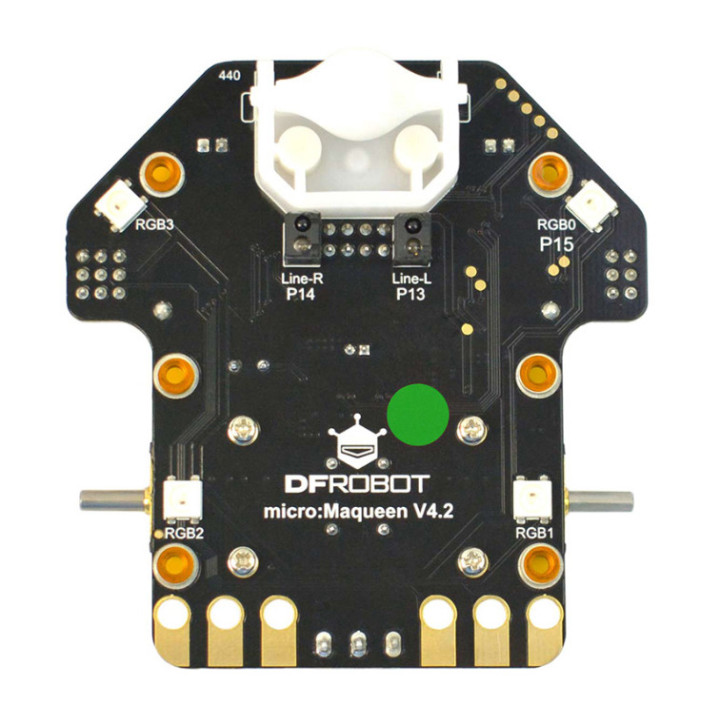 Vue de dessous du châssis du Robot Maqueen