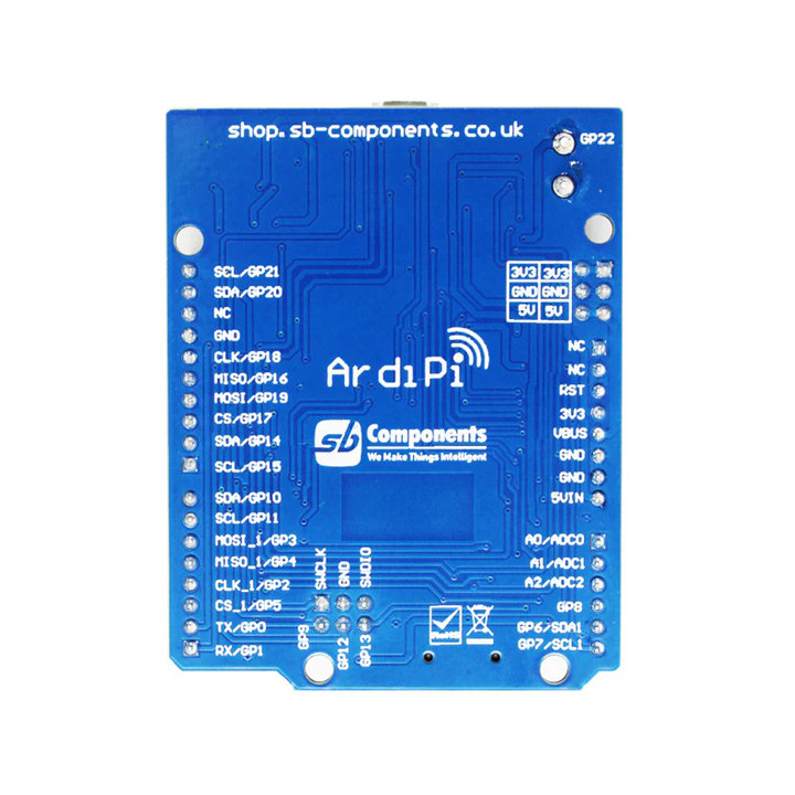 Face arrière du Shield ArdiPi pour Raspberry Pi Pico
