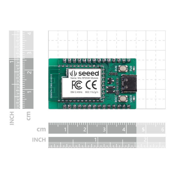 Dimensions du mini Dev Board Wio RP2040 - 102991555