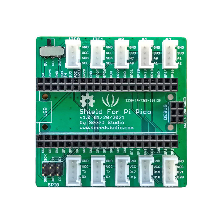 Vue de dessus du Shield Grove Seeed Studio 103100142 pour Pi Pico