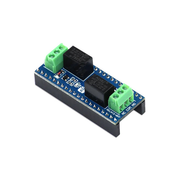 Vue de' côté de l'Extension 2 mini relais pour Raspberry Pi Pico
