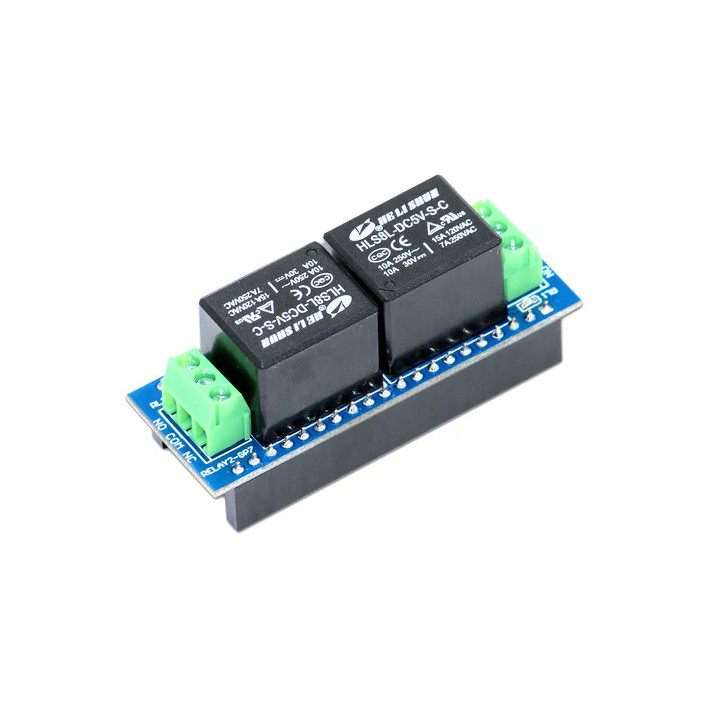 Vue de côté de l'Extension 2 relais pour Raspberry Pi Pico