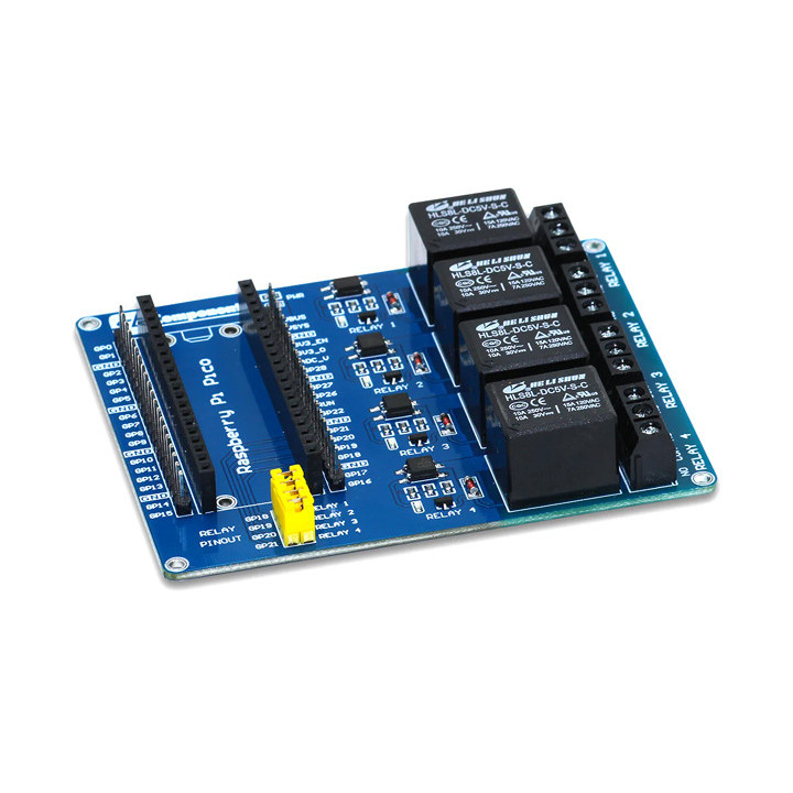 Vue de côté de l'Extension RELAIS pour Raspberry Pi Pico
