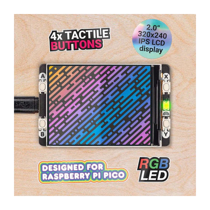 Caractéristiques de l'afficheur LCD IPS 2" Pimoroni PIM580 pour Raspberry Pi Pico