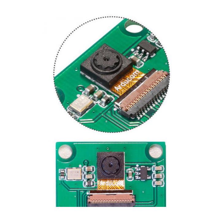 Gros plan sur l'objectif de la caméra QVGA HM01B0 B0315 pour Raspberry Pi Pico
