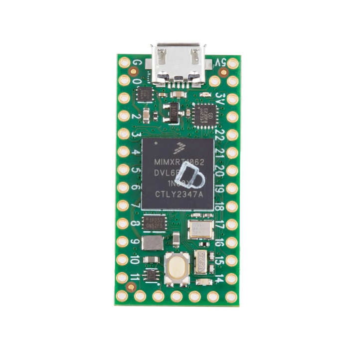Vue de face de la carte Teensy 4.0 verrouillable (sans connecteur)