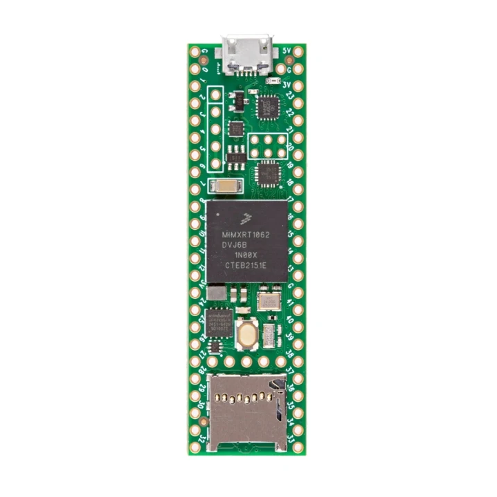 Vue de haut de la carte Teensy 4.1 (version avec Ethernet, sans connecteur)