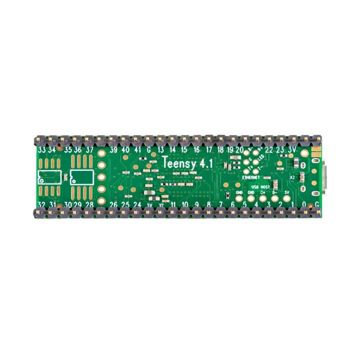 Vue arrière du Teensy 4.1 (avec Ethernet  et connecteur)
