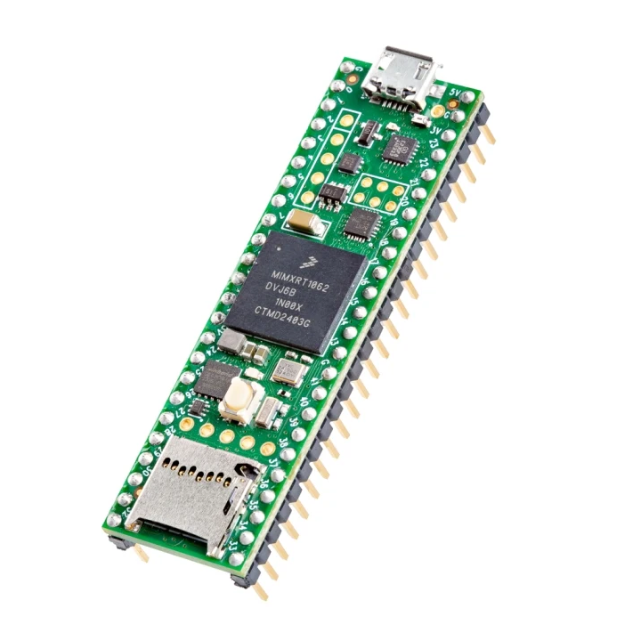 Vue de côté du Teensy 4.1 (avec Ethernet  et connecteur)