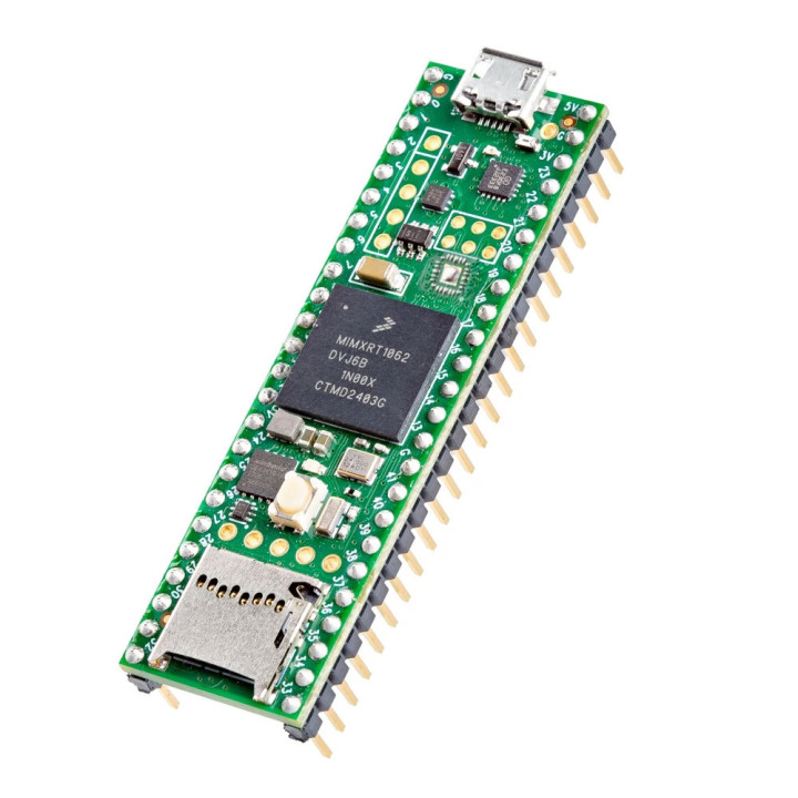 Vue de côté du module Teensy 4.1 (sans Ethernet - avec connecteur)