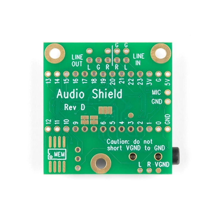 Face arrière de la platine Adaptateur Audio pour Teensy 4