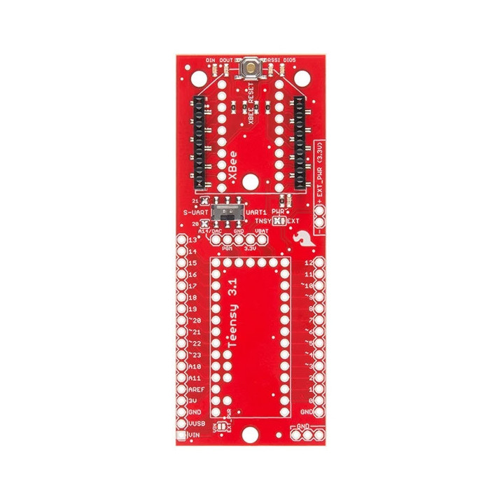 Vue de dessus de la platine Teensy XBee Adapter