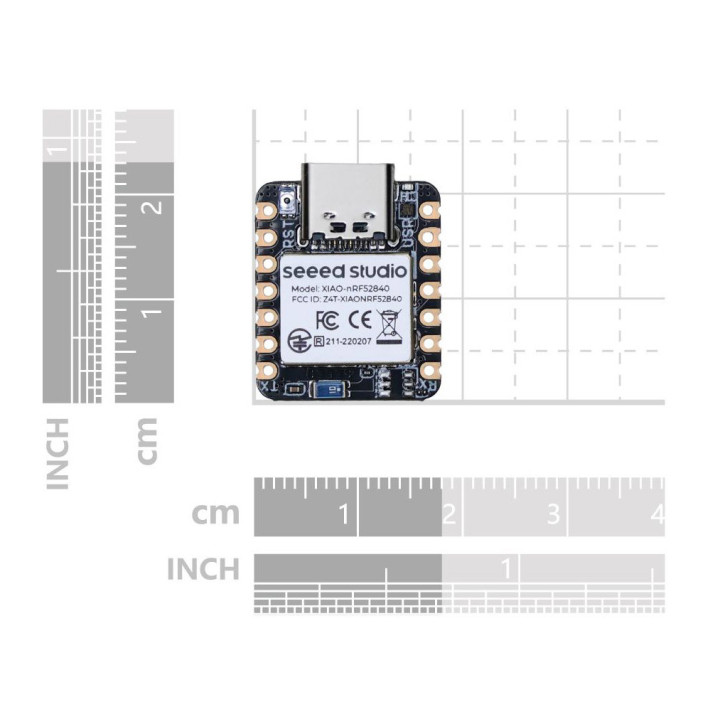 Dimensions de la carte Seeed Studio 102010448 XIAO base BLE nRF52840