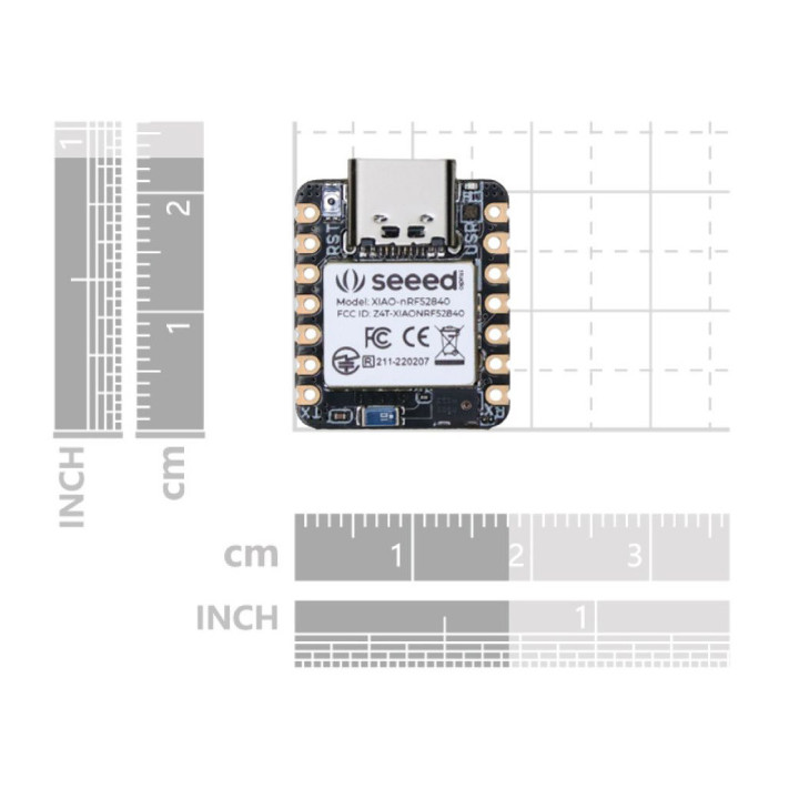 Dimensions de la carte Seeed Studio 102010469 XIAO BLE Sense nRF52840