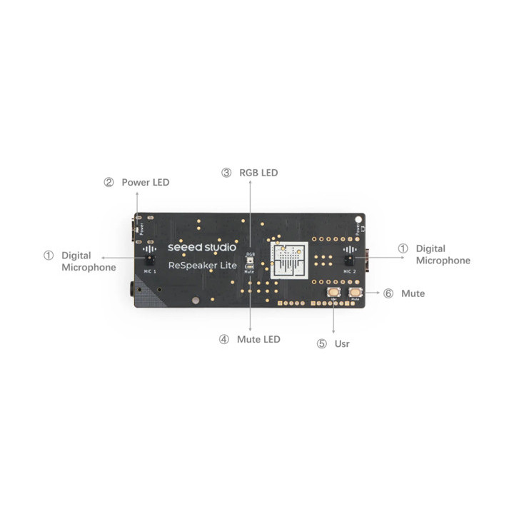 Vue arrière du module Seeed Studio 107990273 ReSpeaker Lite pour XIAO