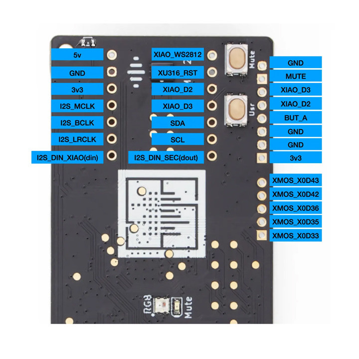 Brochage du module Seeed Studio 107990273 ReSpeaker Lite pour XIAO