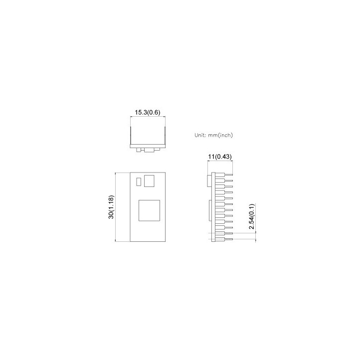 Dimensions du module CUBLOC CB220B programmable Basic et Lader