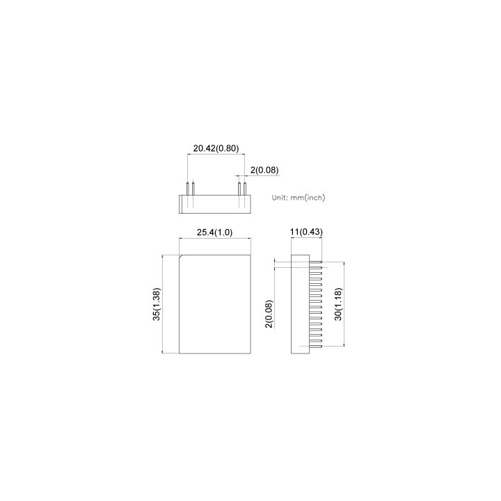 Dimensions du module CUBLOC CB280 programmable Basic et Lader