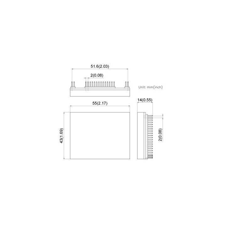 Dimensions du module CUBLOC CB400 programmable Basic et Lader