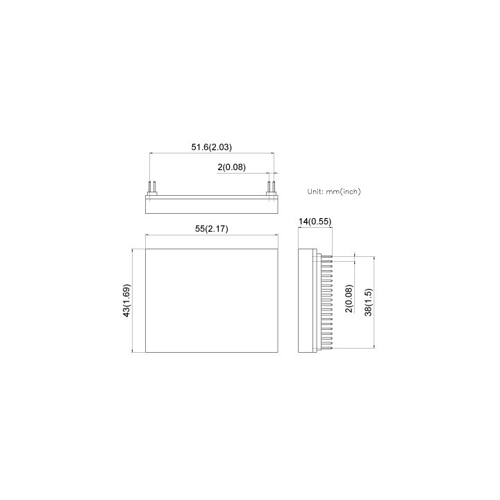 Dimensions du module CUBLOC CB405 programmable Basic et Lader