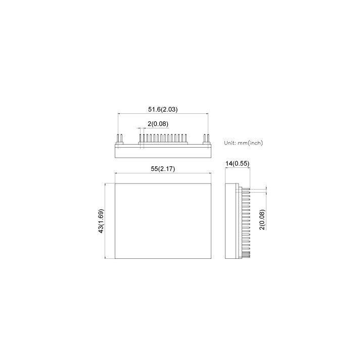 Dimensions du module CUBLOC CB290 programmable Basic et Lader