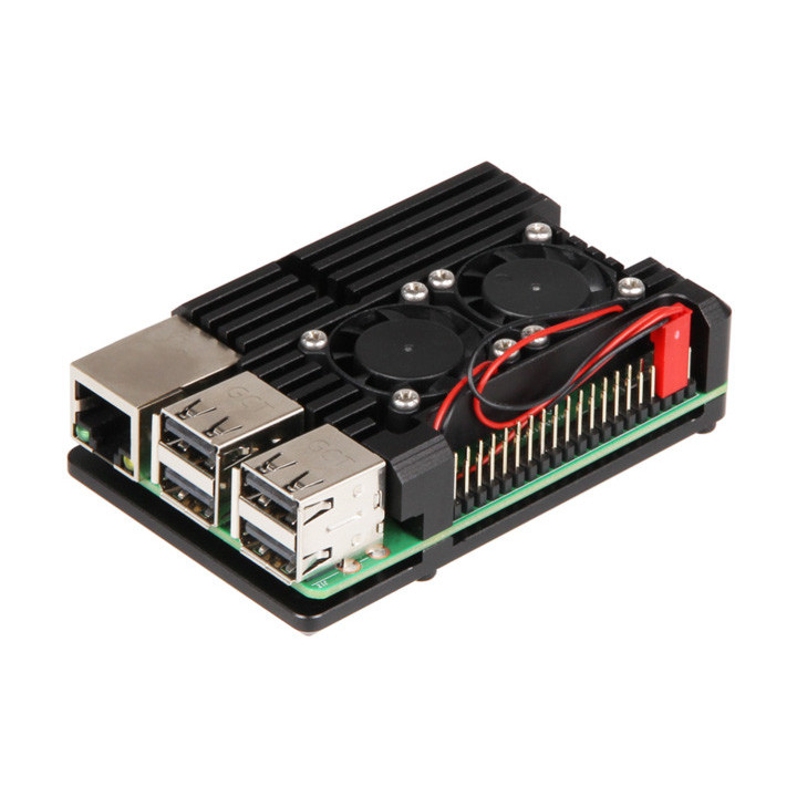 Boîtier aluminium ventilé équipée d'une carte Raspberry Pi 3 B+